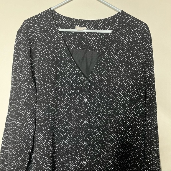 J. Crew Factory Oversized Long Sleeve Polka Dot Button Front Swing Dress SZ XL - Picture 4 of 13